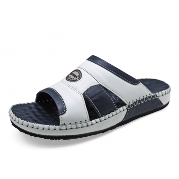 Men Sandals SKC-14 White-Blue Nappa